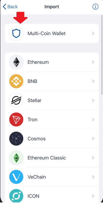 روی گزینۀ multi-coin wallet بزنید