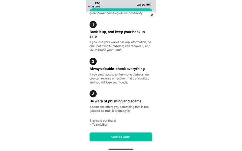 دوباره روی گزینه Create wallet کلیک کنید