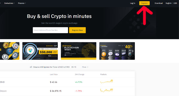 ثبت‌نام در صرافی بایننس