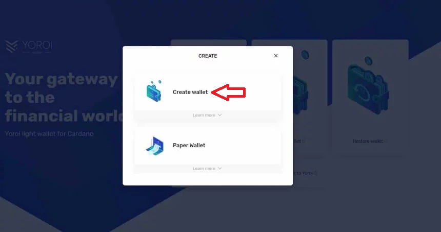 روی گزینه create a wallet کلیک کنید