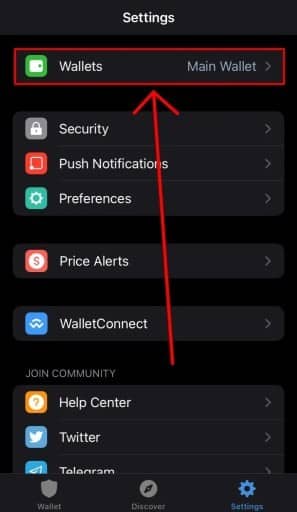 روی بخش wallets کلیک کنید 