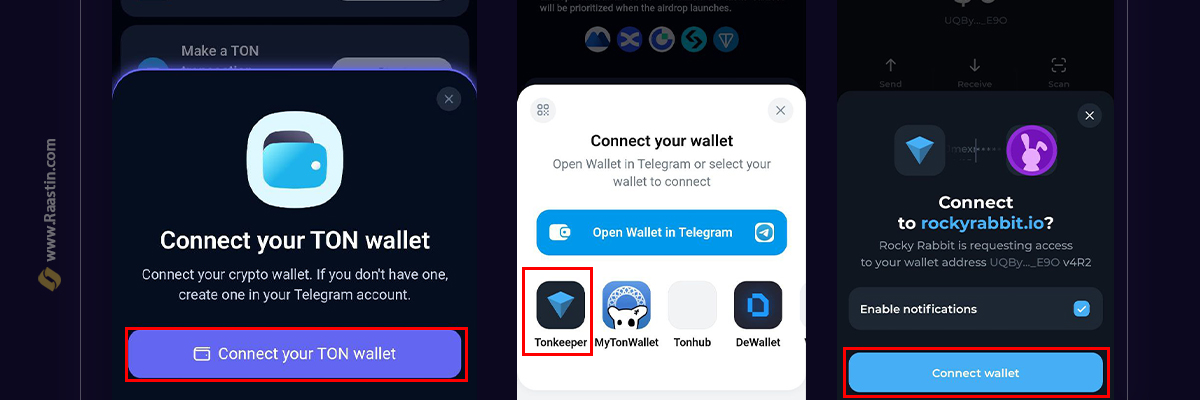 اتصال کیف پول به راکی ربیت