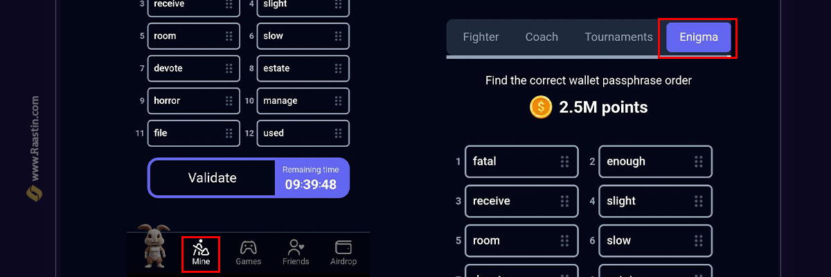 وارد کردن کد انیگما راکی ربیت