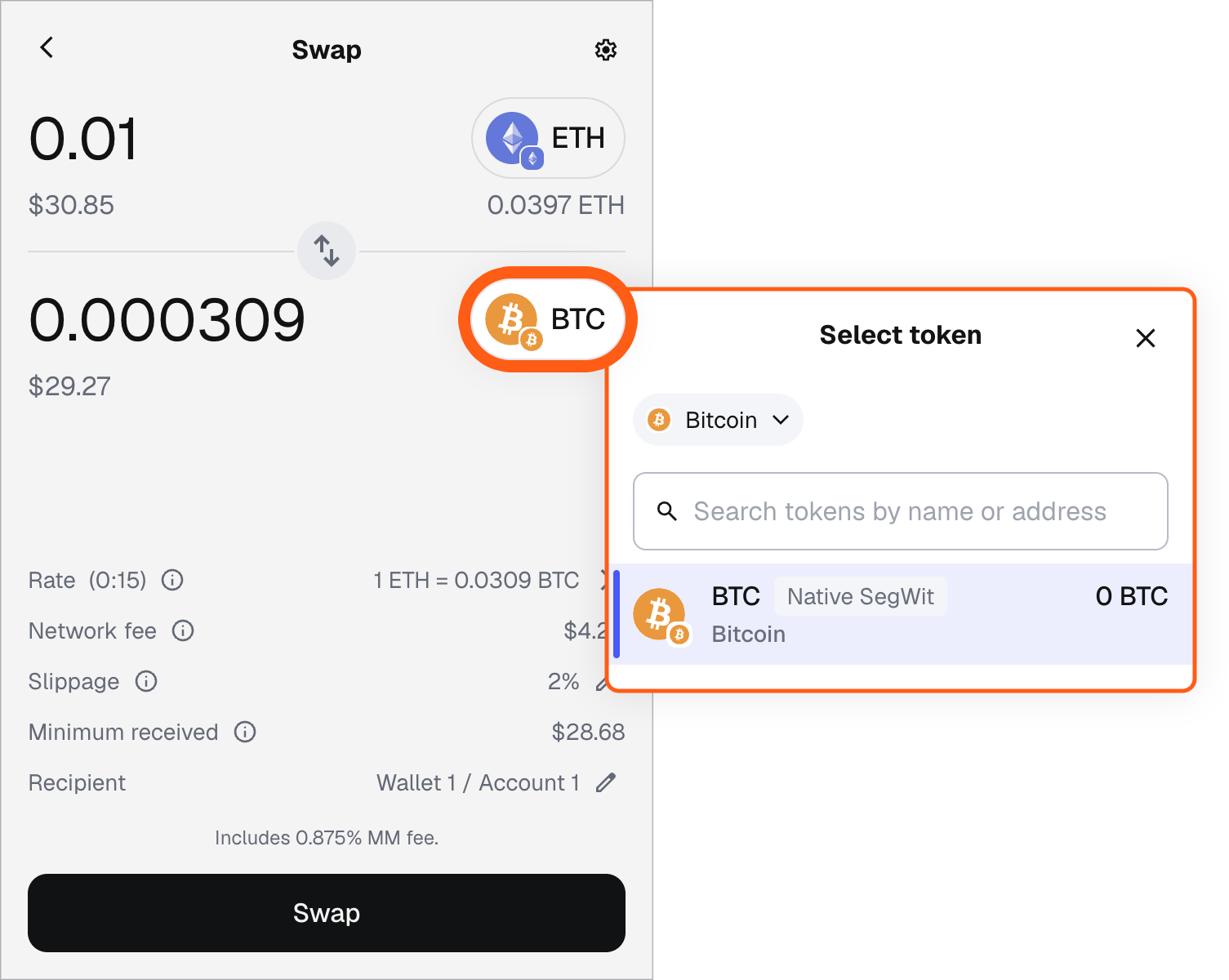 تبدیل ارز به بیتکوین در متامسک