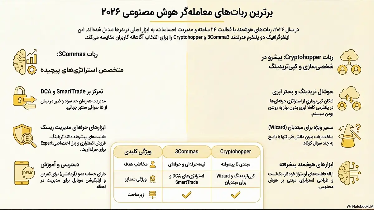 بهترین رباتهای هوش مصنوعی معاملهگری ارز دیجیتال در سال ۲۰۲۶