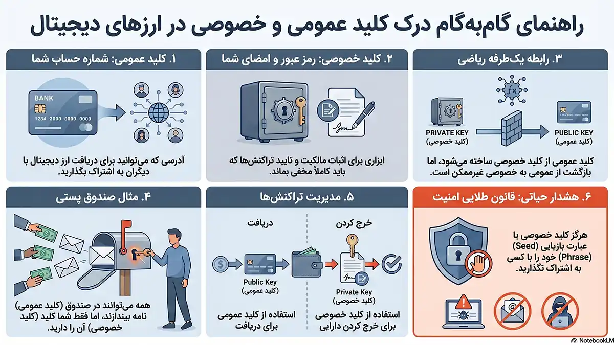 کلید خصوصی چیست، کلید عمومی چیست، کلید خصوصی و کلید عمومی، امنیت ارز دیجیتال